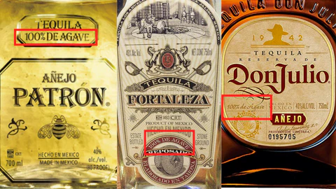 100 percent agave tequila label