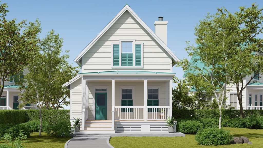 Affordable starter homes in a quiet American neighborhood with modest single-family houses.