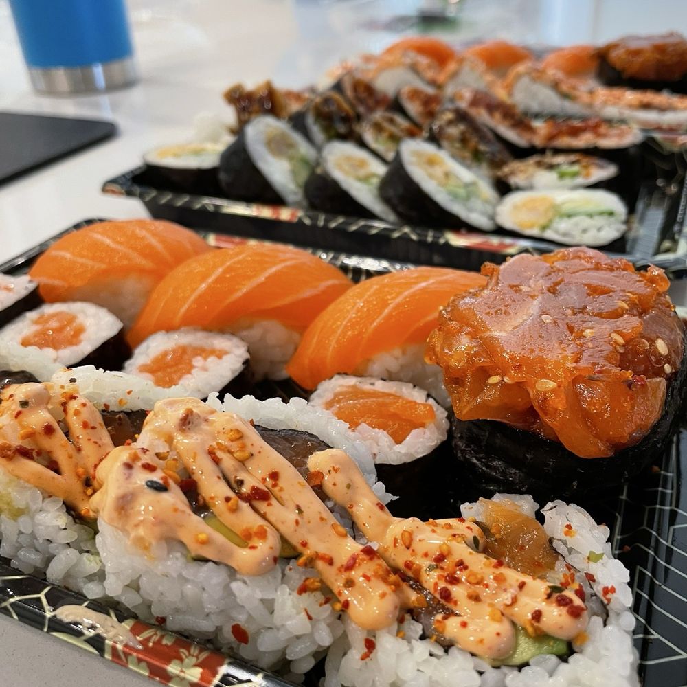 Affordable sushi platter served at a Houston, Texas sushi restaurant.
