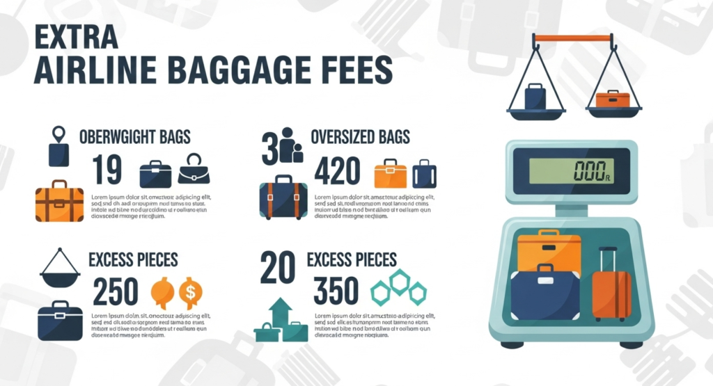 Airline baggage fees and extra flight costs comparison infographic