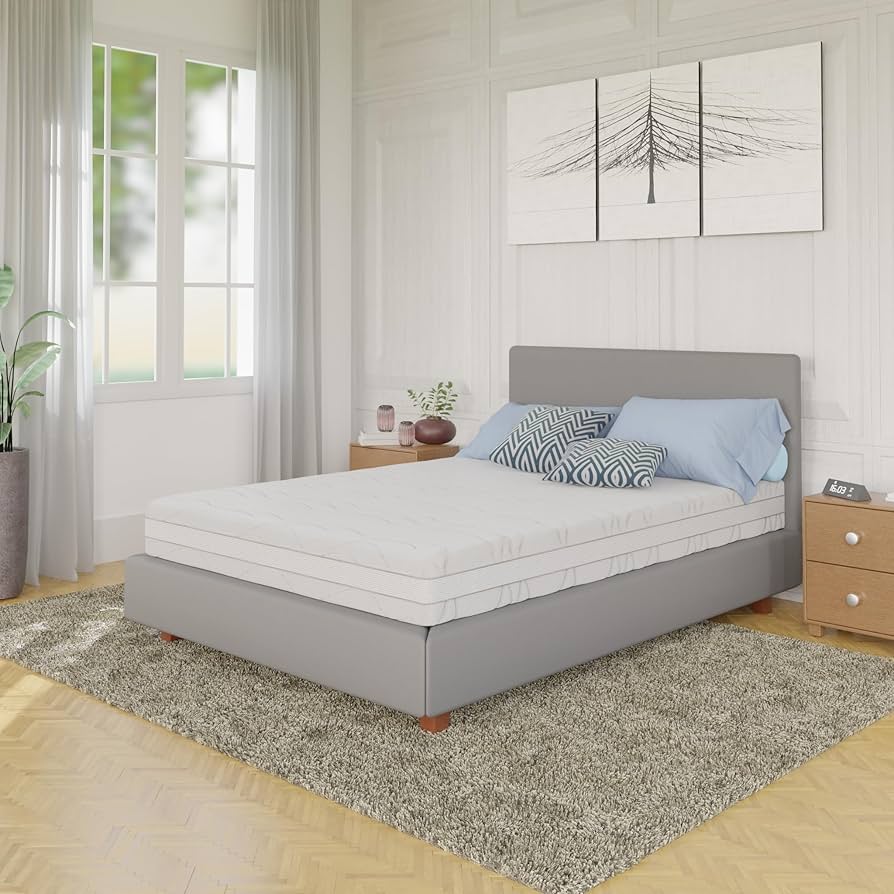 Amazon Basics memory foam mattress in bedroom