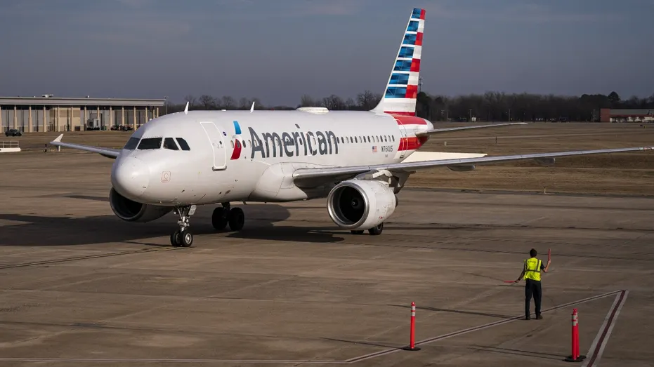 American Airlines aircraft boarding at gate