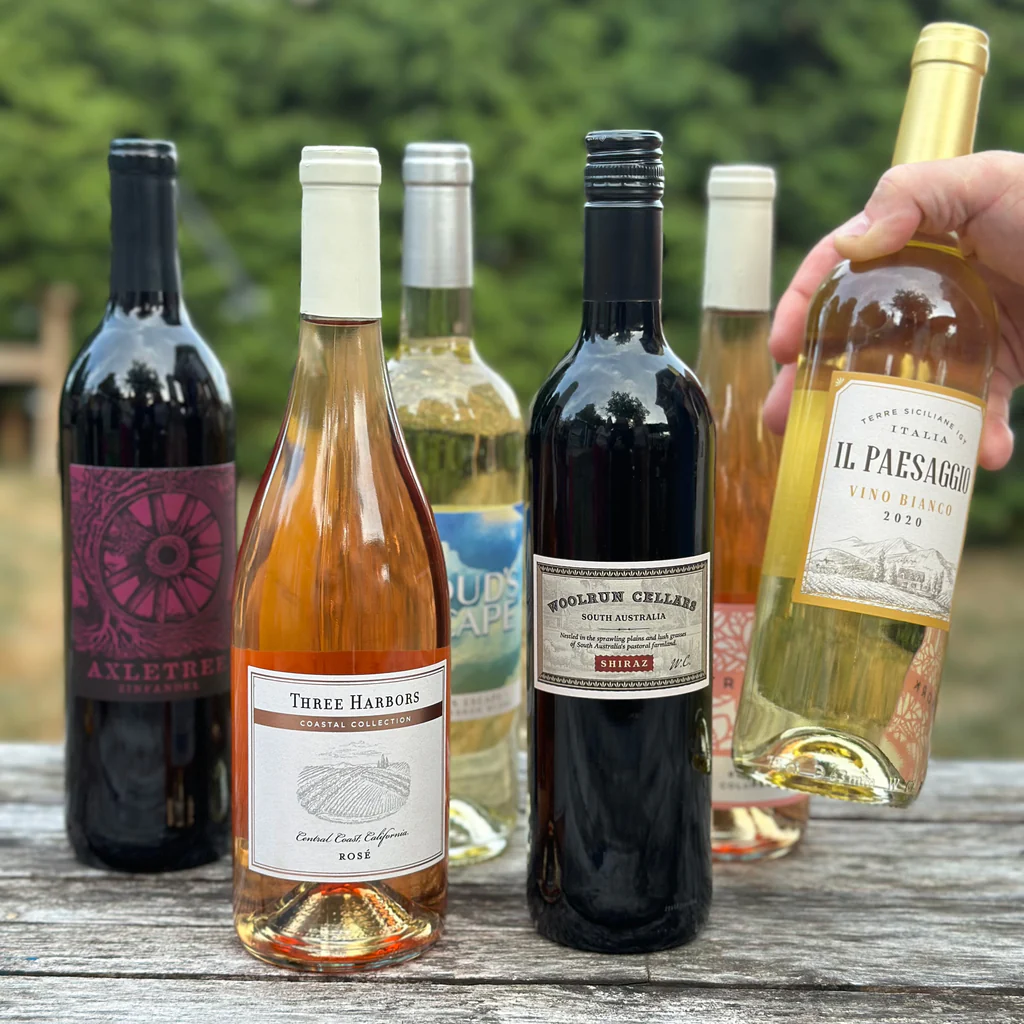 Assortment of affordable red, white, and rosé wines under $25