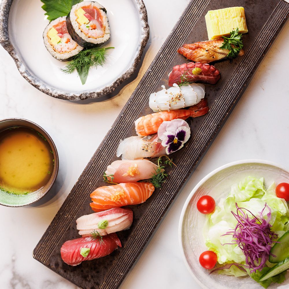 Budget-friendly sushi rolls served at a Los Angeles sushi restaurant.