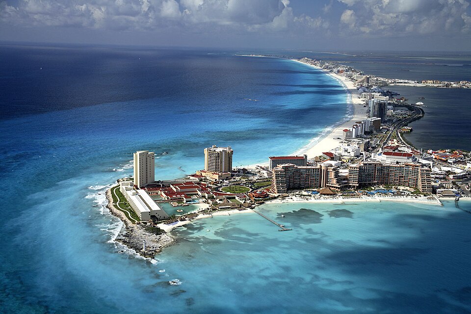 Aerial view of Cancun beach
