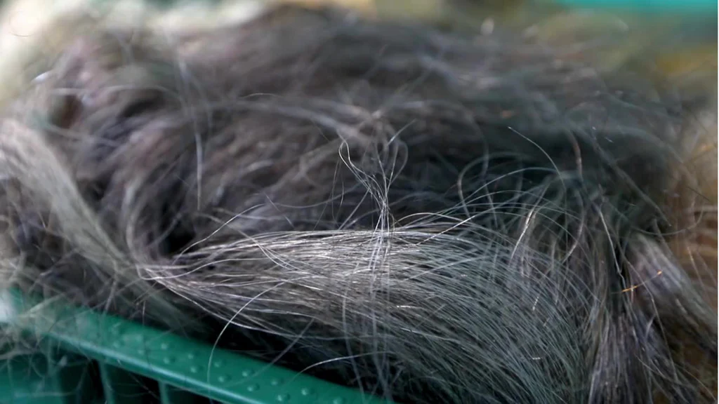 Close-up of synthetic wig fiber texture