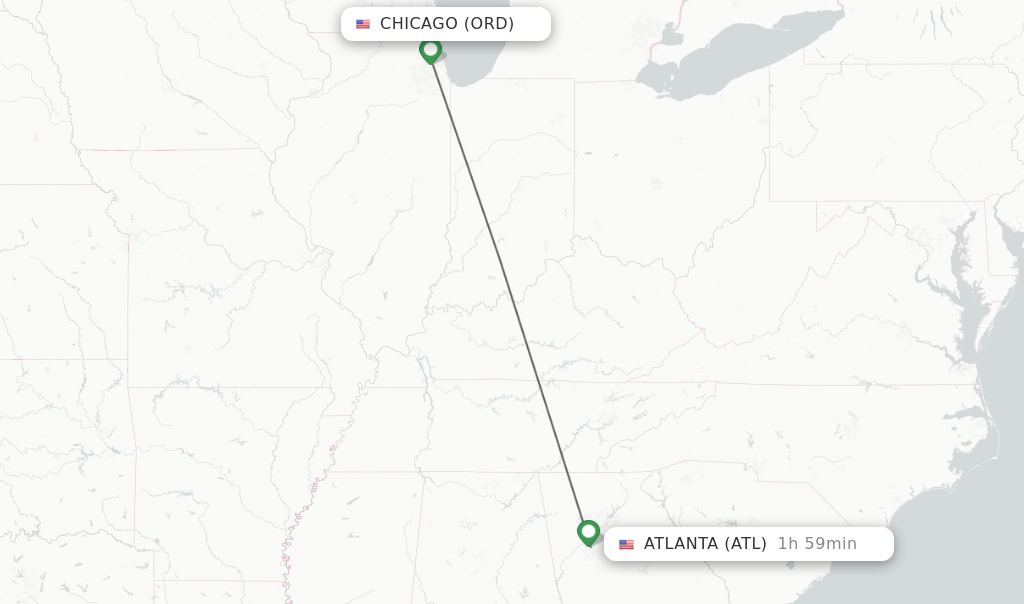 Comparison of nonstop and connecting flights Chicago to Atlanta