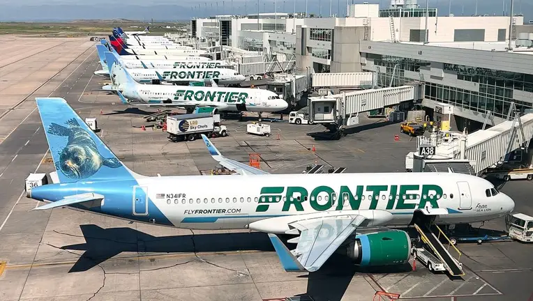 Frontier Airlines aircraft at Denver airport