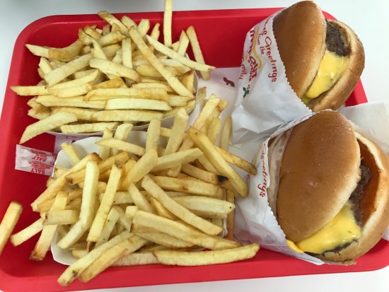 In-N-Out cheeseburger with fresh toppings