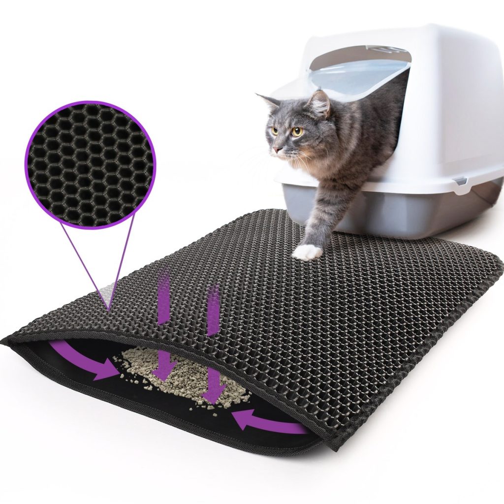 Litter mat placed under a cat litter box