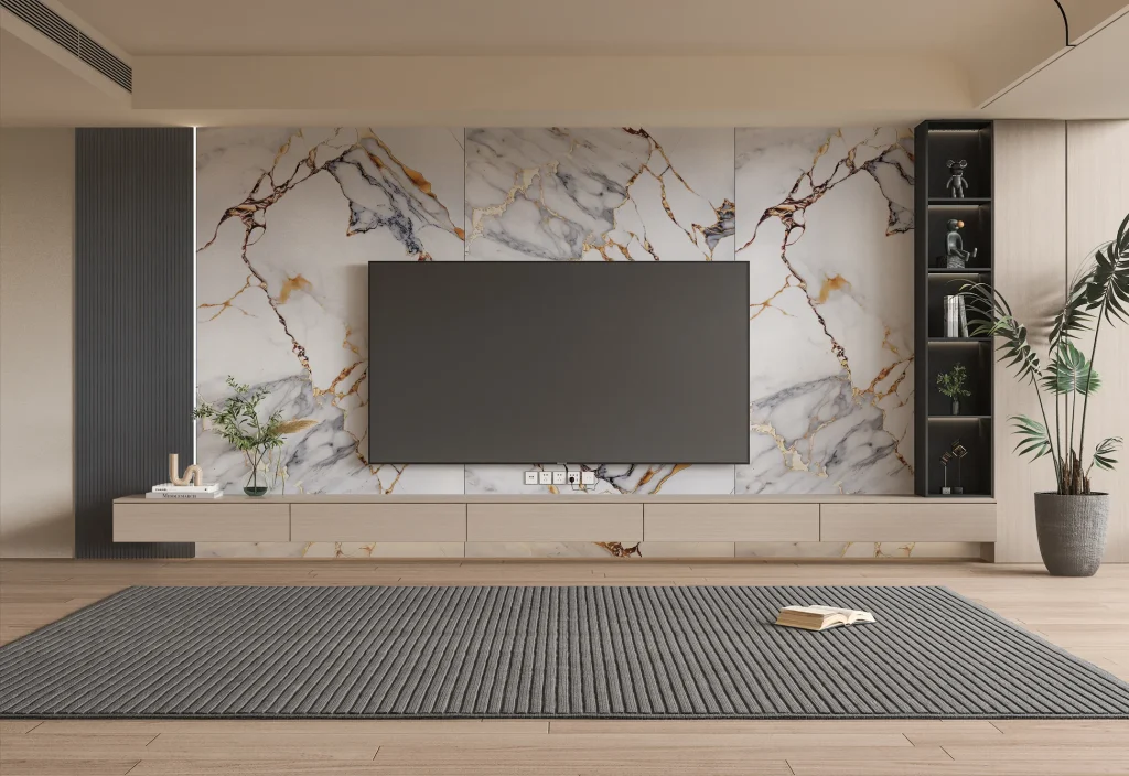 Using 4x8 wall panels to create accent walls behind TVs, sofas, or fireplaces