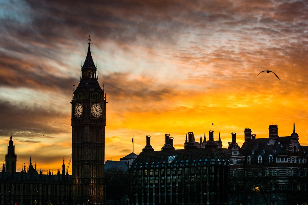 London skyline featuring Big Ben