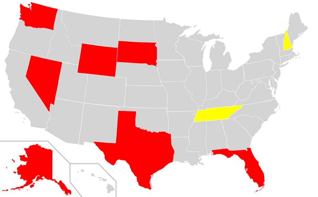 states with no income tax in the United States