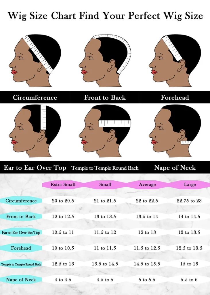 Measuring head circumference for wig sizing