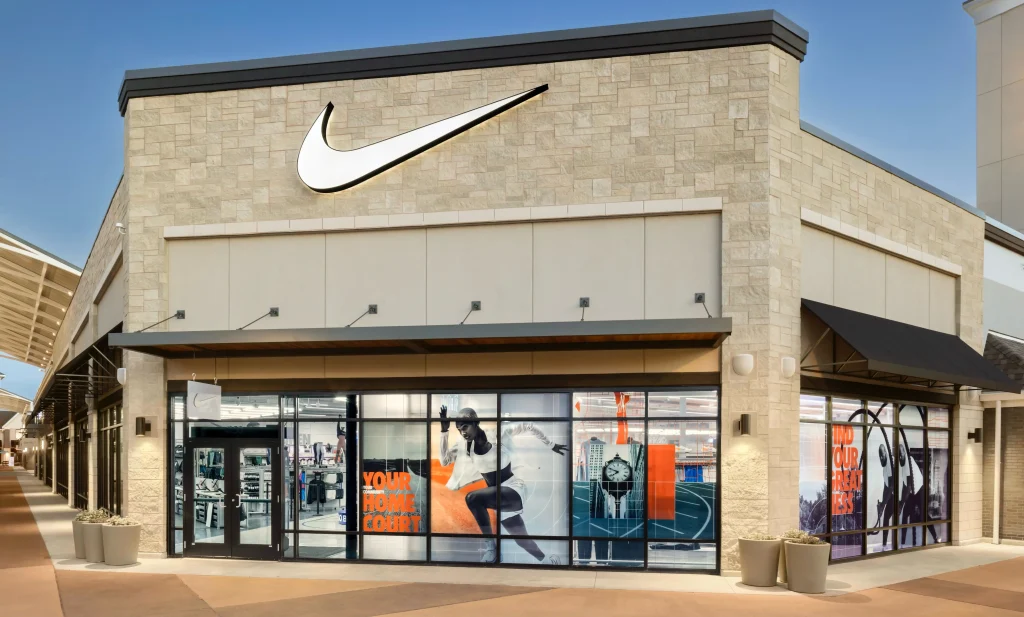 Nike factory outlet store exterior in the US