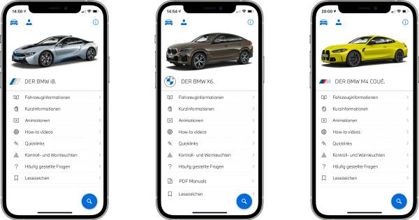 BMW owner using smartphone to look up FAQ about car