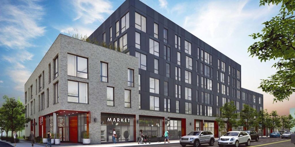 Affordable apartment buildings and skyline views in mid-sized American cities with lower rent costs.