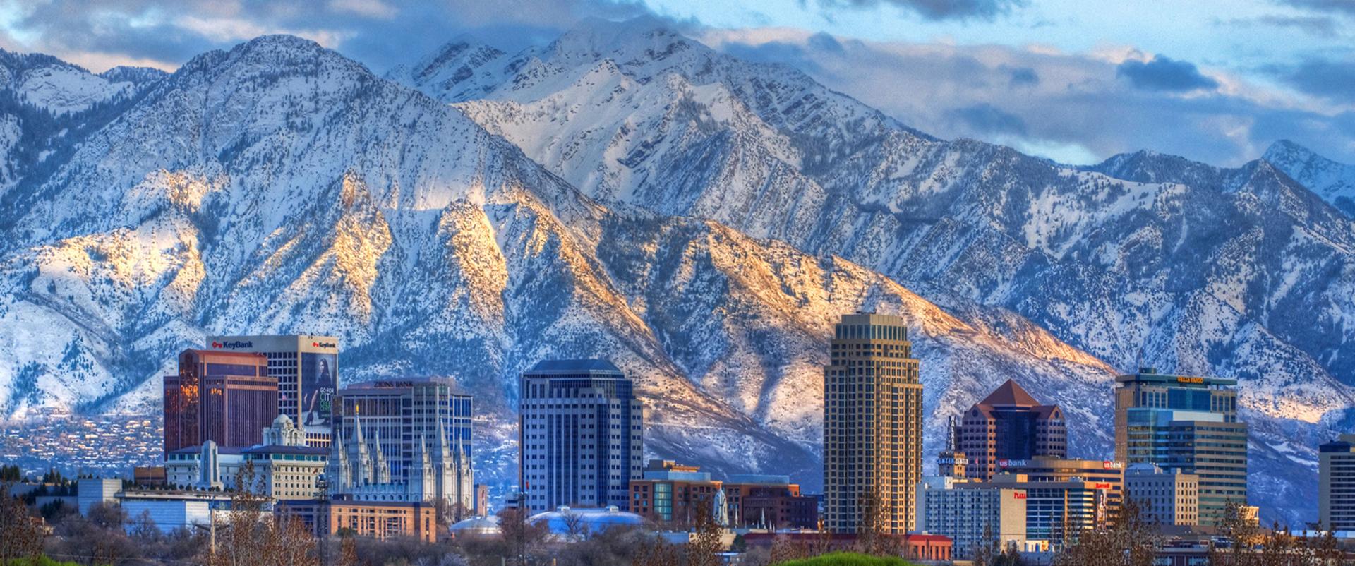 Salt Lake City skyline in winter season