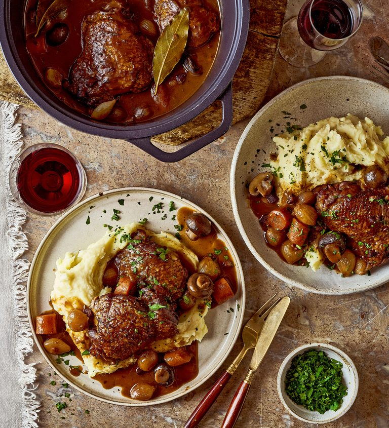 Large family enjoying crock pot dinner