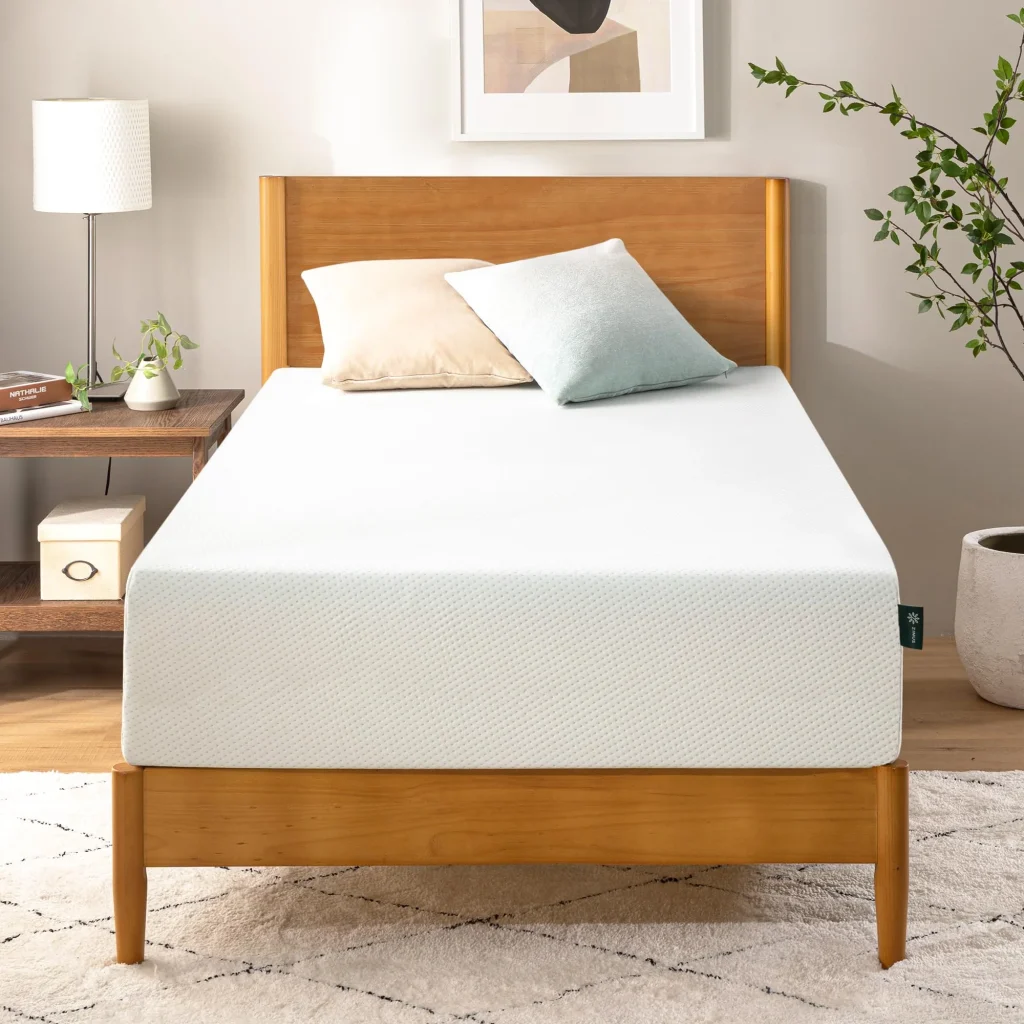 Zinus Green Tea memory foam mattress in modern bedroom