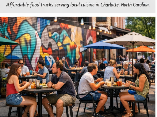 Outdoor dining at affordable eateries in Charlotte’s NoDa Arts District