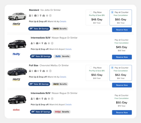 compare cheap car rentals near me