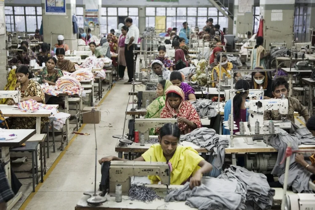 Garment workers producing clothing for fast fashion supply chains