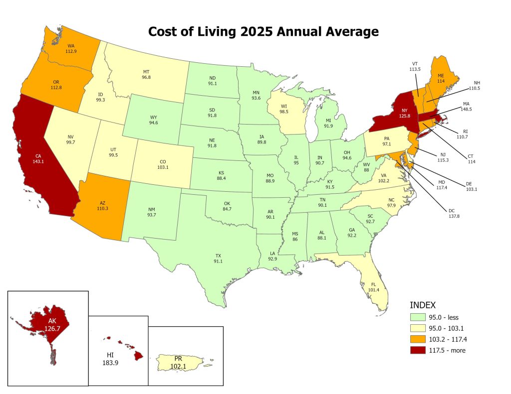 cost of living comparison in northeastern US cities