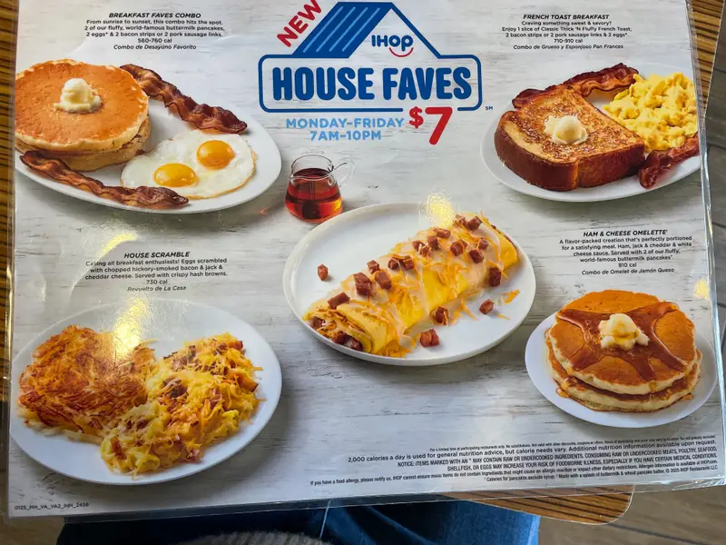 Affordable breakfast meals at Denny’s and IHOP in the US