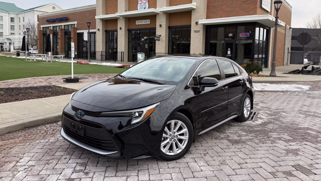 Rental car lot on weekday morning