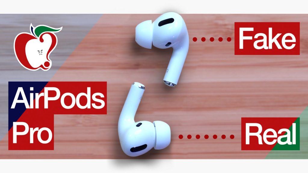 fake AirPods versus real AirPods close-up comparison
