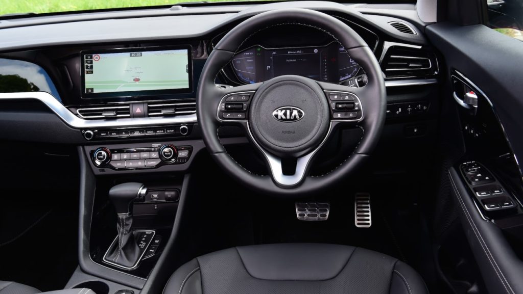 Interior of Kia Niro Hybrid showing seating and dashboard