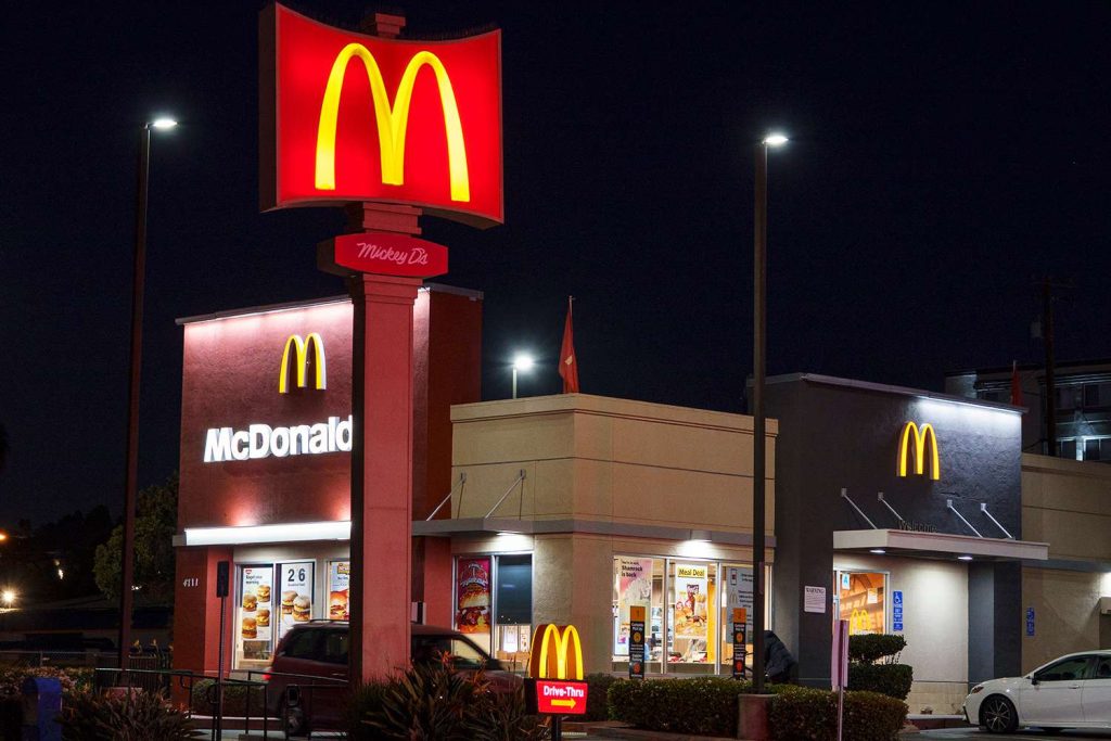 McDonald’s drive thru at night in the US