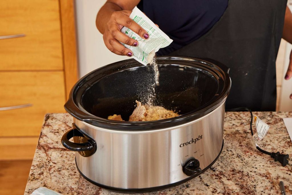 Adding ingredients to crock pot