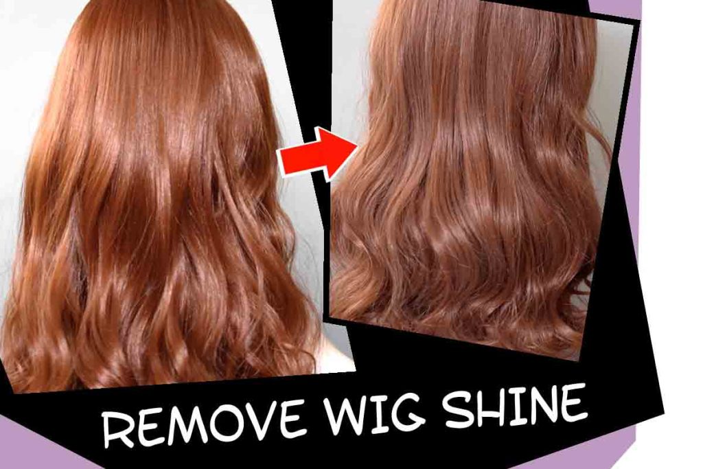 Shiny synthetic wig under bright light