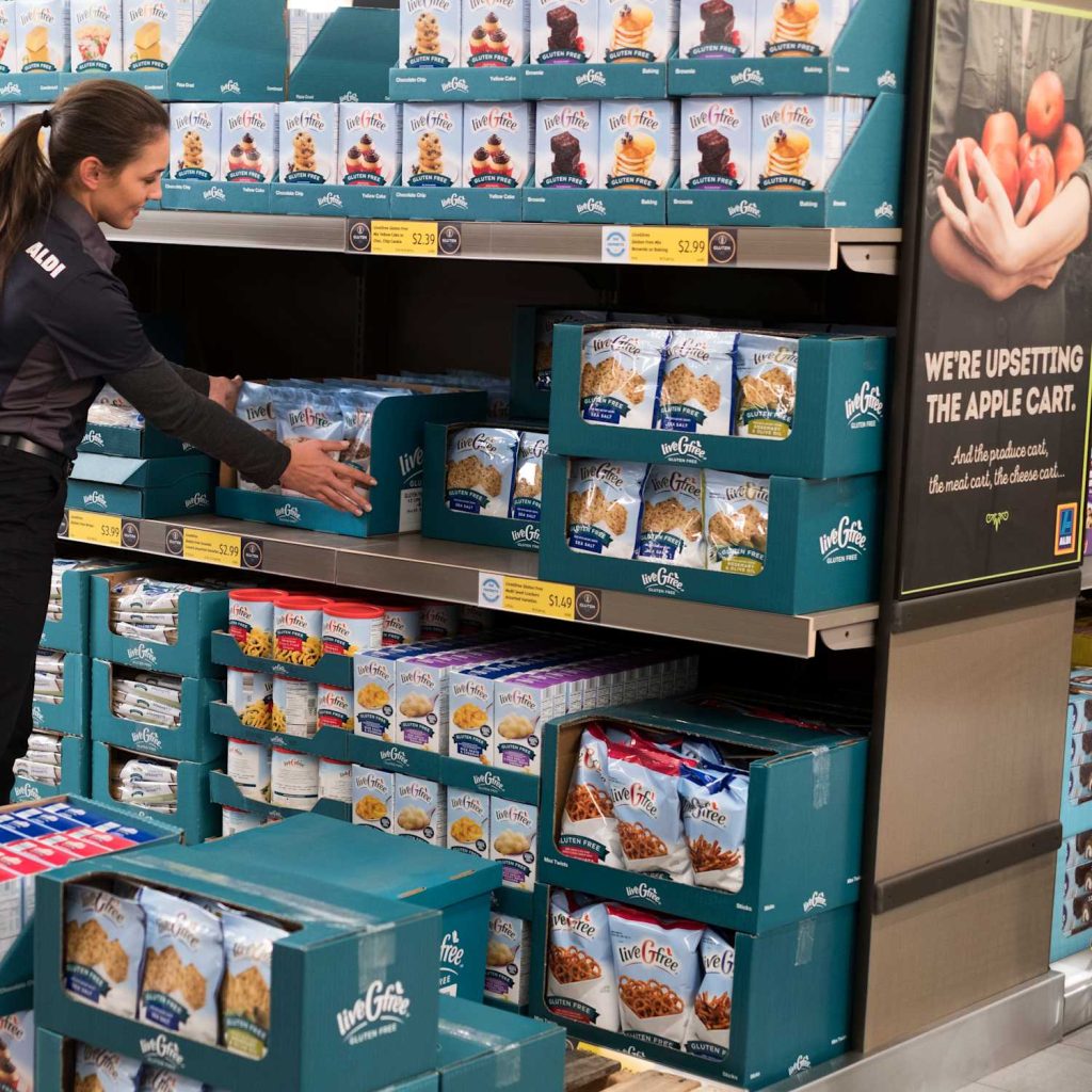 Cheap Charlies snack packs and jars on Walmart, Aldi, Target, and Dollar Tree shelves in the US