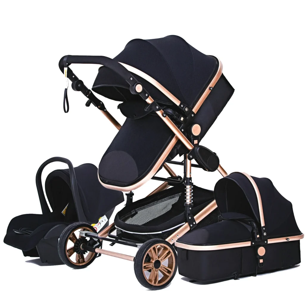 Comparing a cheap stroller with a high-end stroller side by side