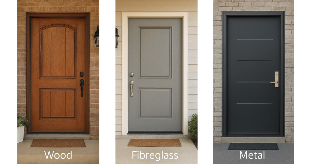 Comparison of different affordable exterior double doors including steel fiberglass and wood