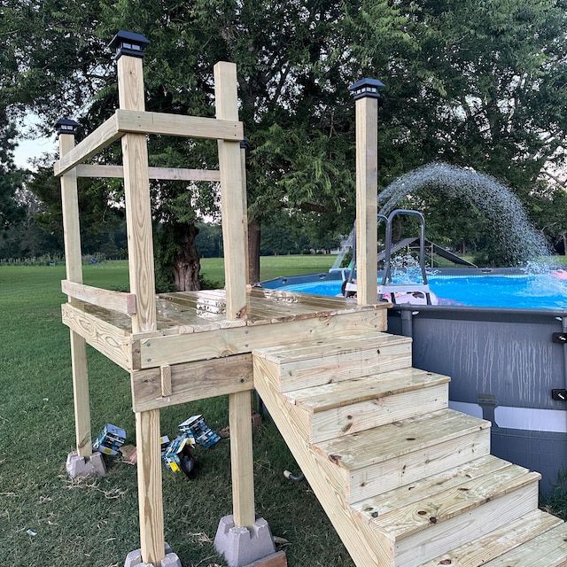 DIY small deck platform for above ground pool
