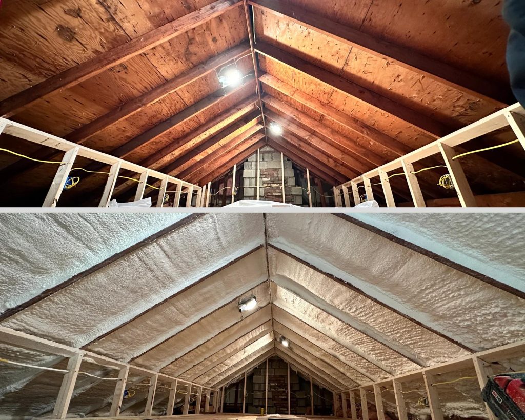 DIY spray foam insulation sealing cracks in wall