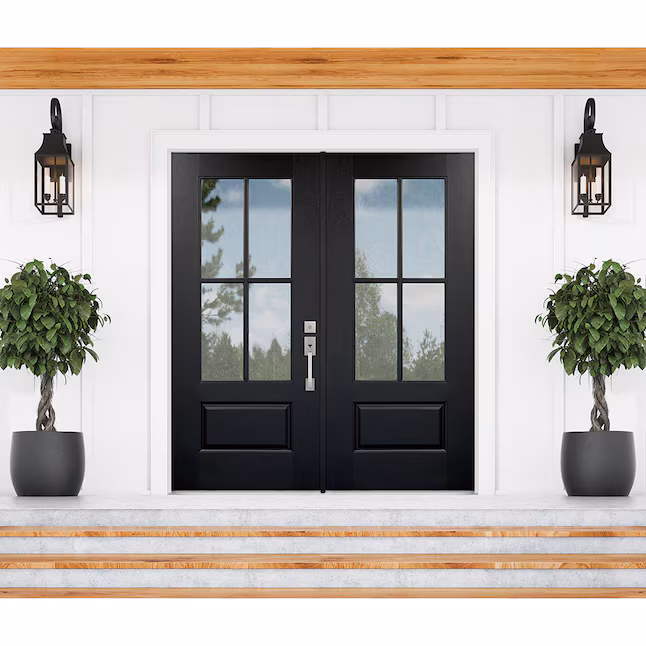 Affordable steel exterior double doors installed at a residential entrance