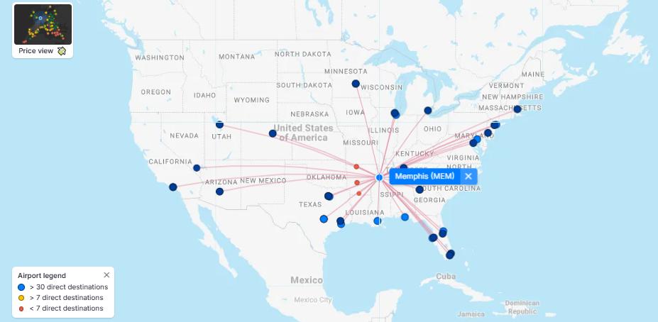 Memphis International Airport terminal with airplanes