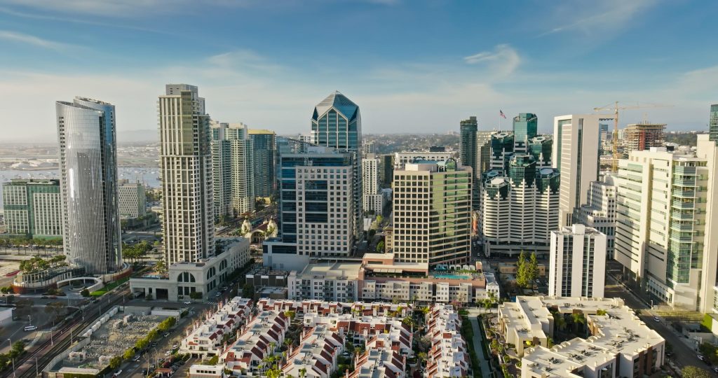 San Diego skyline showing high housing density