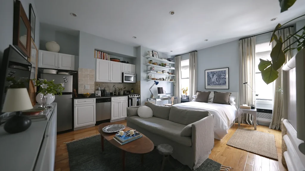 Small affordable 1 bedroom apartment interior in the US