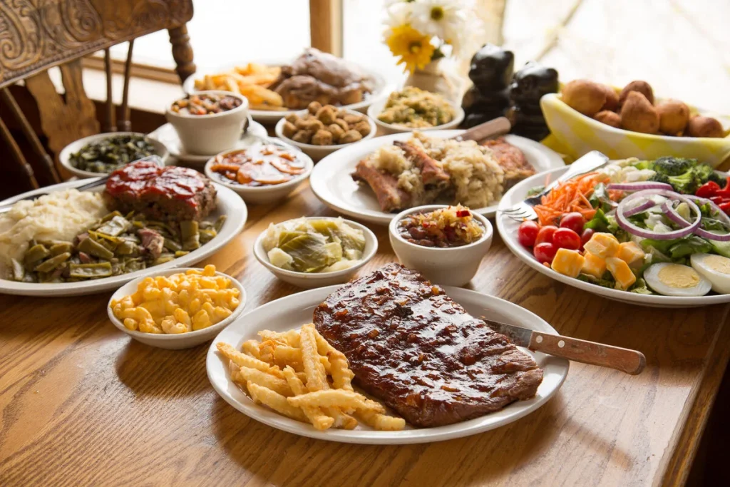 Southern style meal served at a local restaurant in Pigeon Forge Tennessee