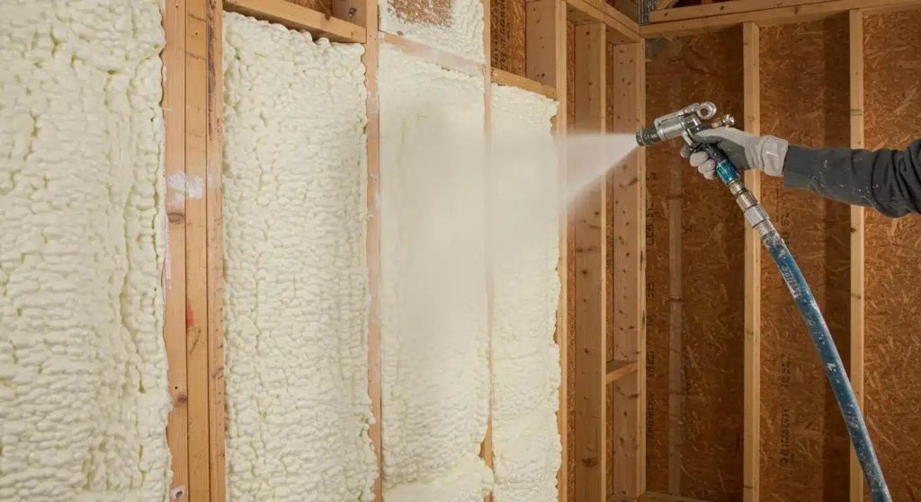 Spray foam insulation installation concept