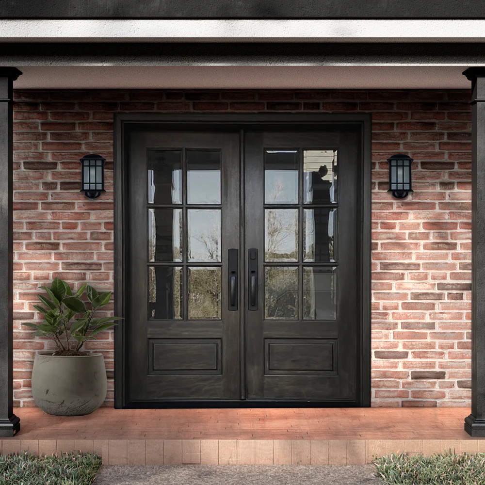 Stylish exterior double doors improving curb appeal of a residential home in the United States