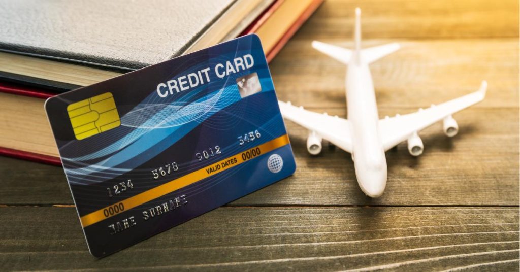 Travel credit card rewards and airline points concept
