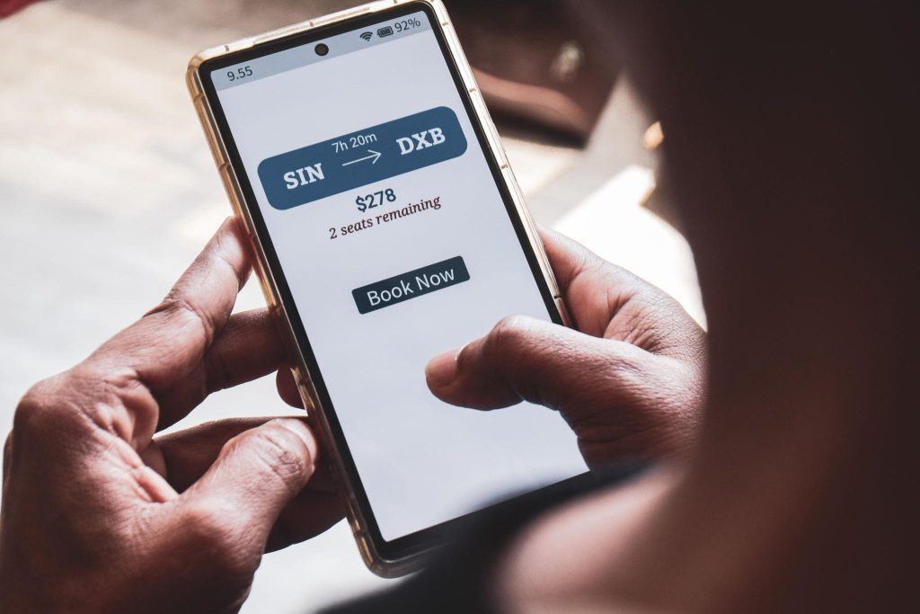 Urgent flight booking scenario showing price increase over time
