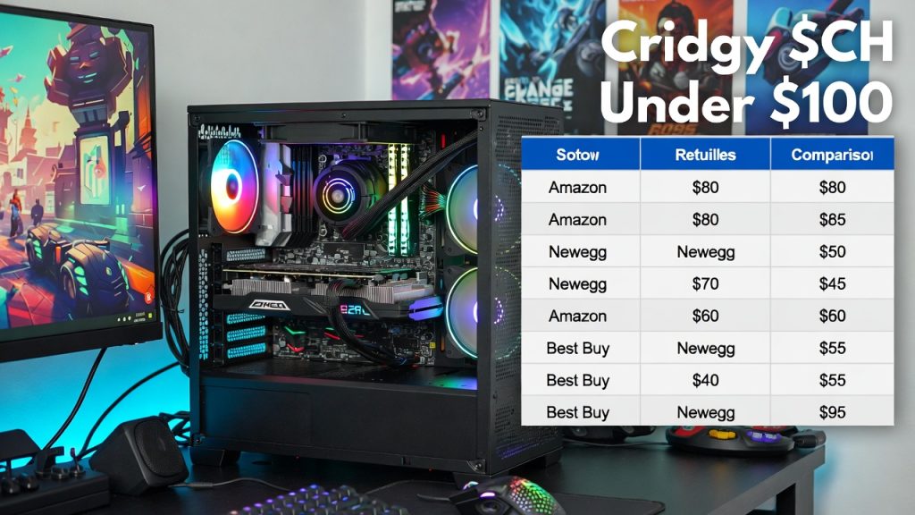 Used Dell OptiPlex office PC converted into a budget gaming setup under $100 with a small added graphics card and monitor displaying esports gameplay.